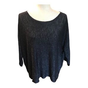 Anthropologie Black Sparkle Oversized Top